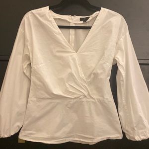 J.Crew White Wraparound Cotton Blouse, sz. 4